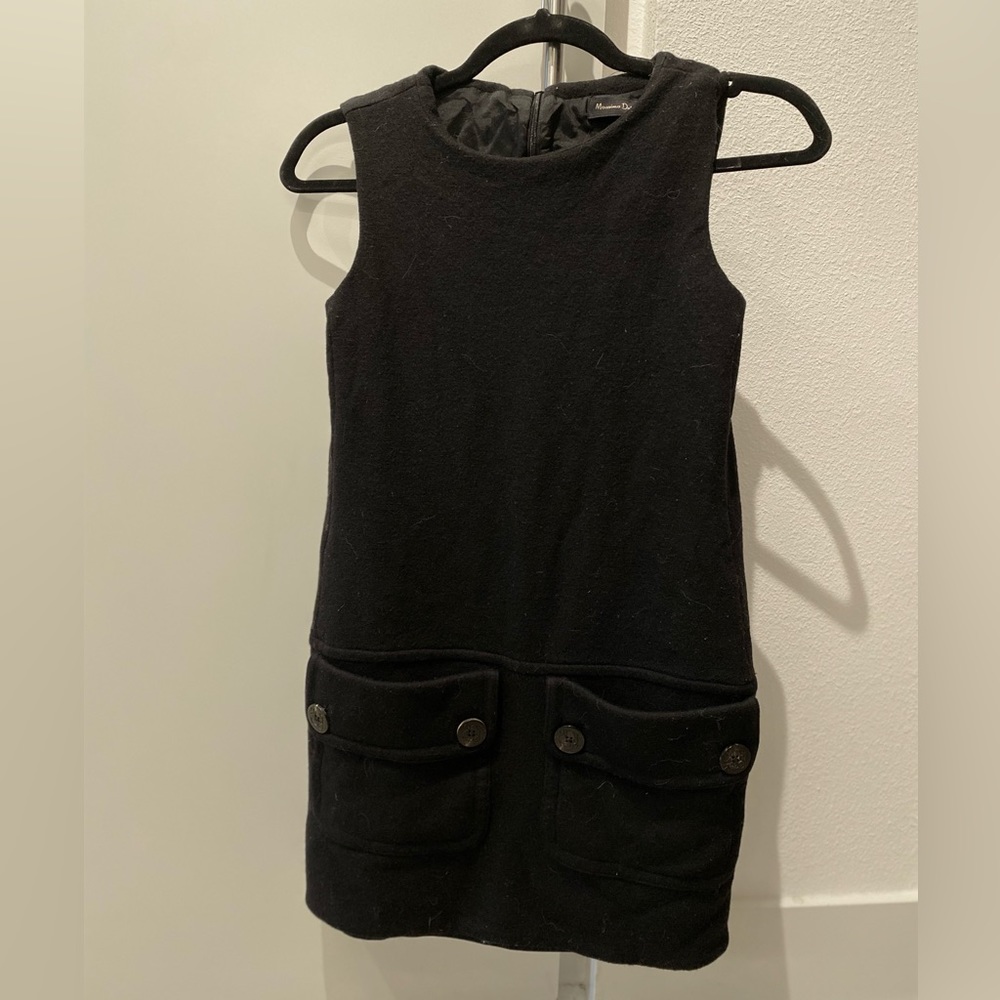 Massimo Dutti sleeveless wool A-line dress black lined with pockets size S/M